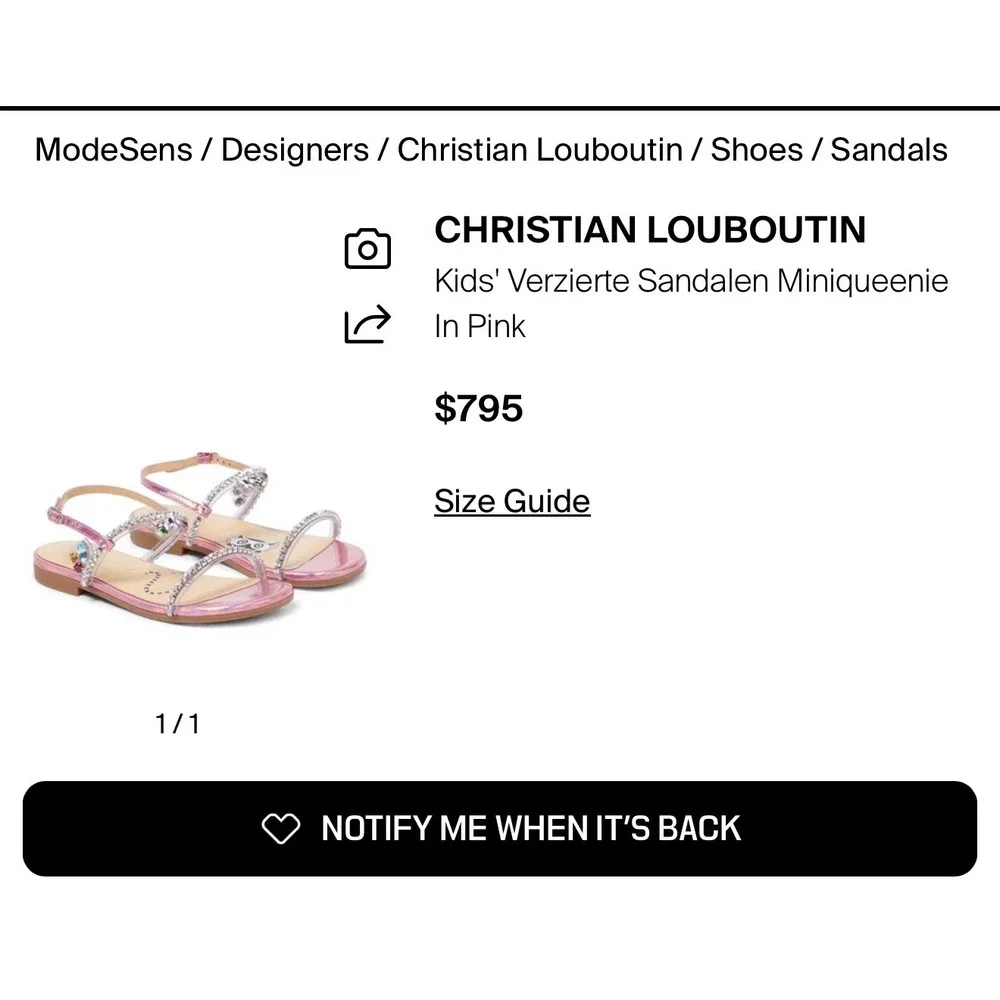 Christian Louboutin Kids Miniqueenie Pink Holographic Crystal Sandals Red Bottom